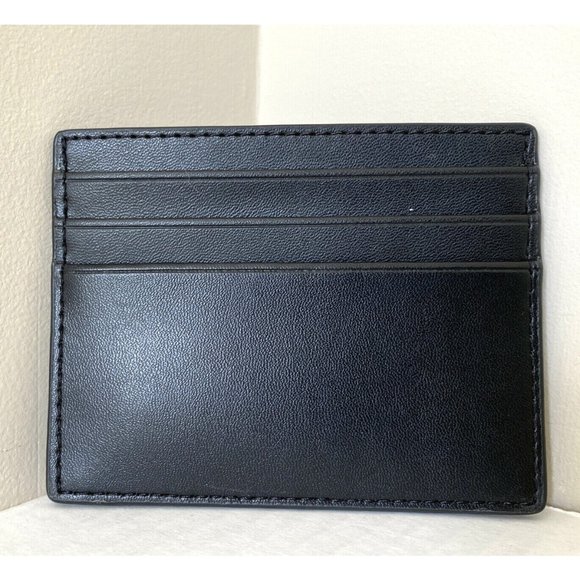 New Michael Kors Cooper Tall Card Case Vegan Leather Black / White - Picture 2 of 3